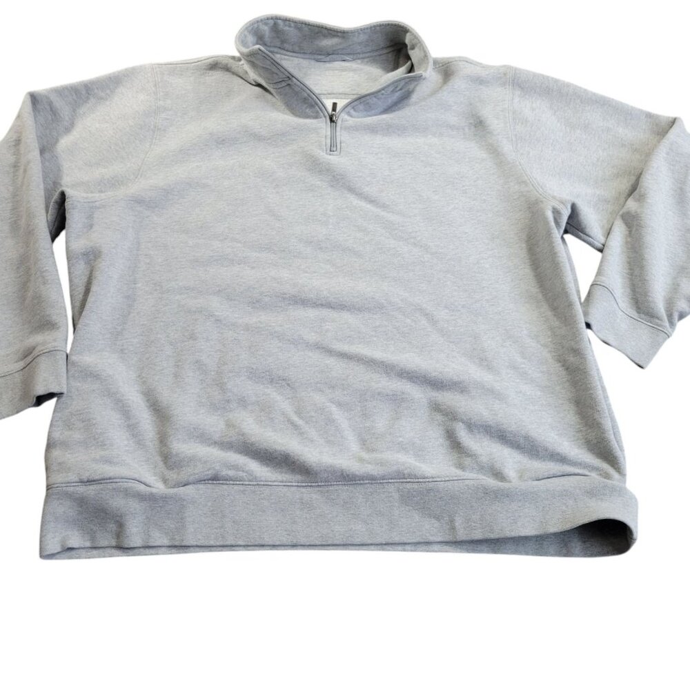 LL Bean Sweatshirt Mens 2XLT Gray Pullover Pockets Long Sleeve 1/4 Zip